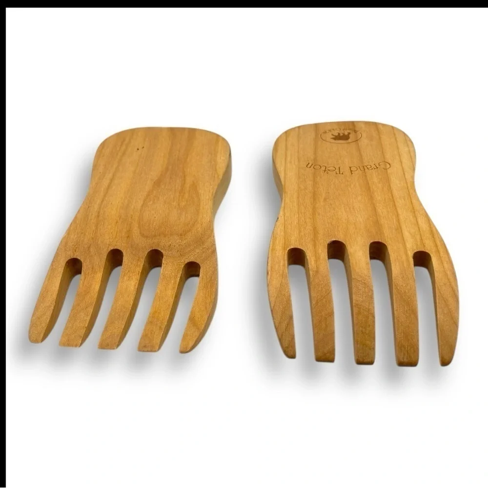 Bear Paw Wooden Salad/Pasta Hands Servers Grand Teton Wyoming Salad Pasta